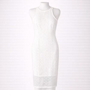Express White Lace Sleeveless Bodycon Midi Dress Clean Girl Office Siren Stretch
